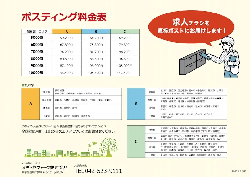 ポスティング 料金表